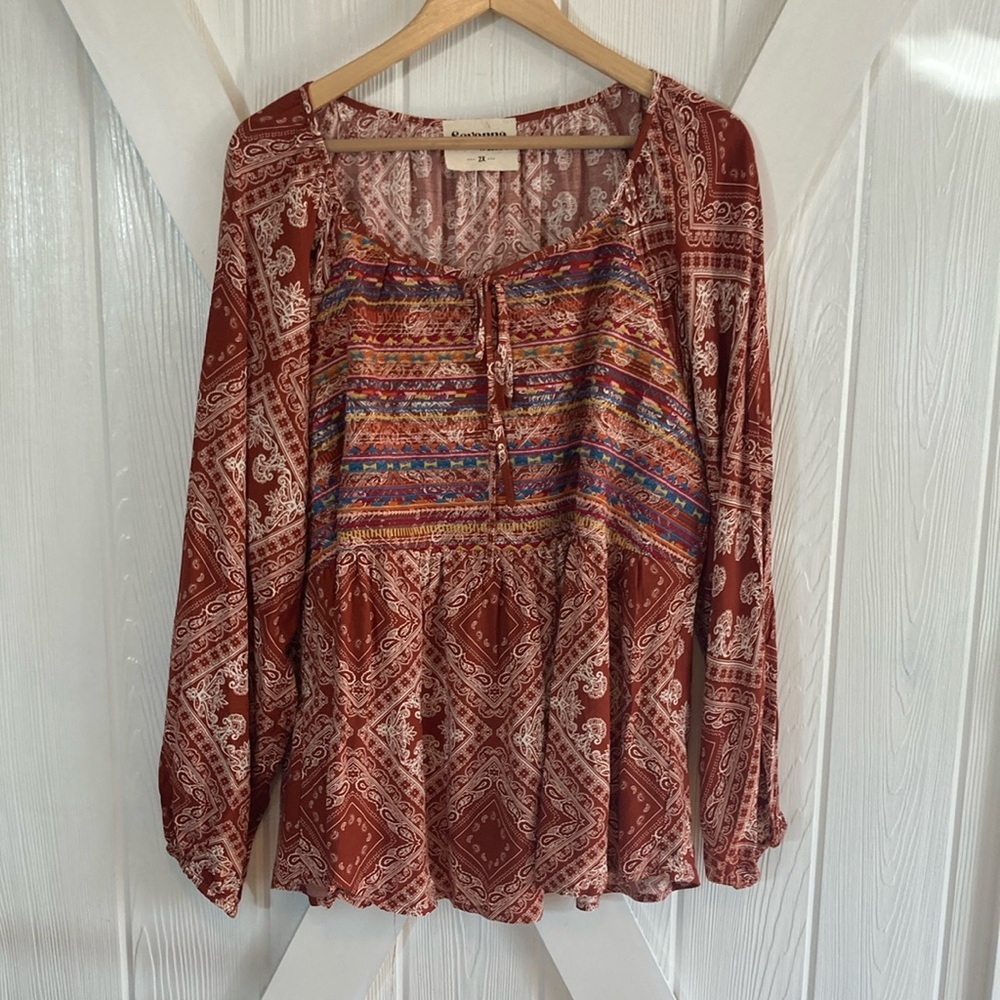 Savanna Jane Embroidered Boho Tunic Top
